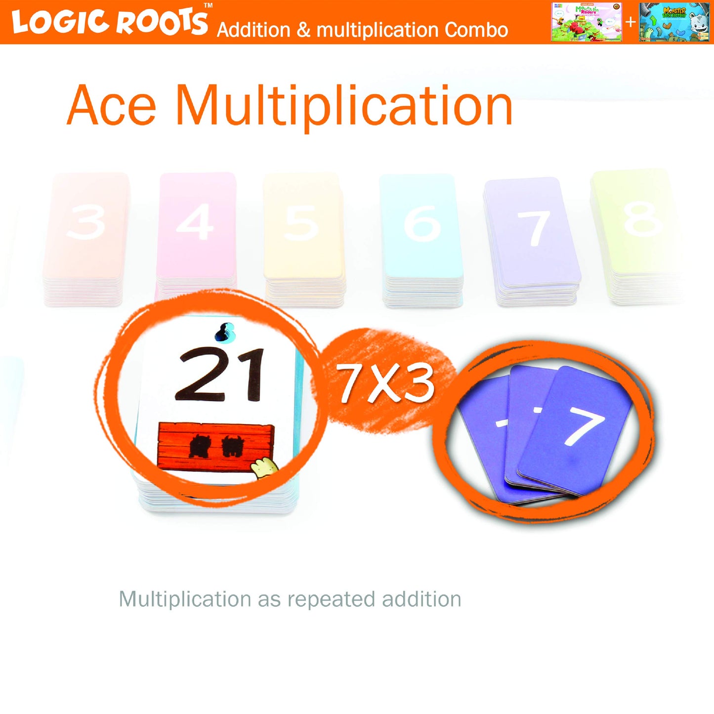 Logic Roots Best Gifts For 7 Year Old Boys And Girls | Addition And Multiplication Games Combo | Math Games For Second Grade And Up