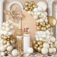 White Sand Gold Balloons Garland Arch Kit, 102 Packs White Nude Cream Balloons With Metallic Chrome Gold Confetti Latex Balloons