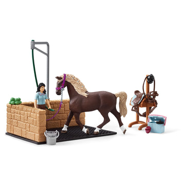 Schleich Horse Club, 13-Piece Playset, Horse Toys For Girls And Boys Ages 5-12, Horse Wash Area With Emily And Luna The Horse