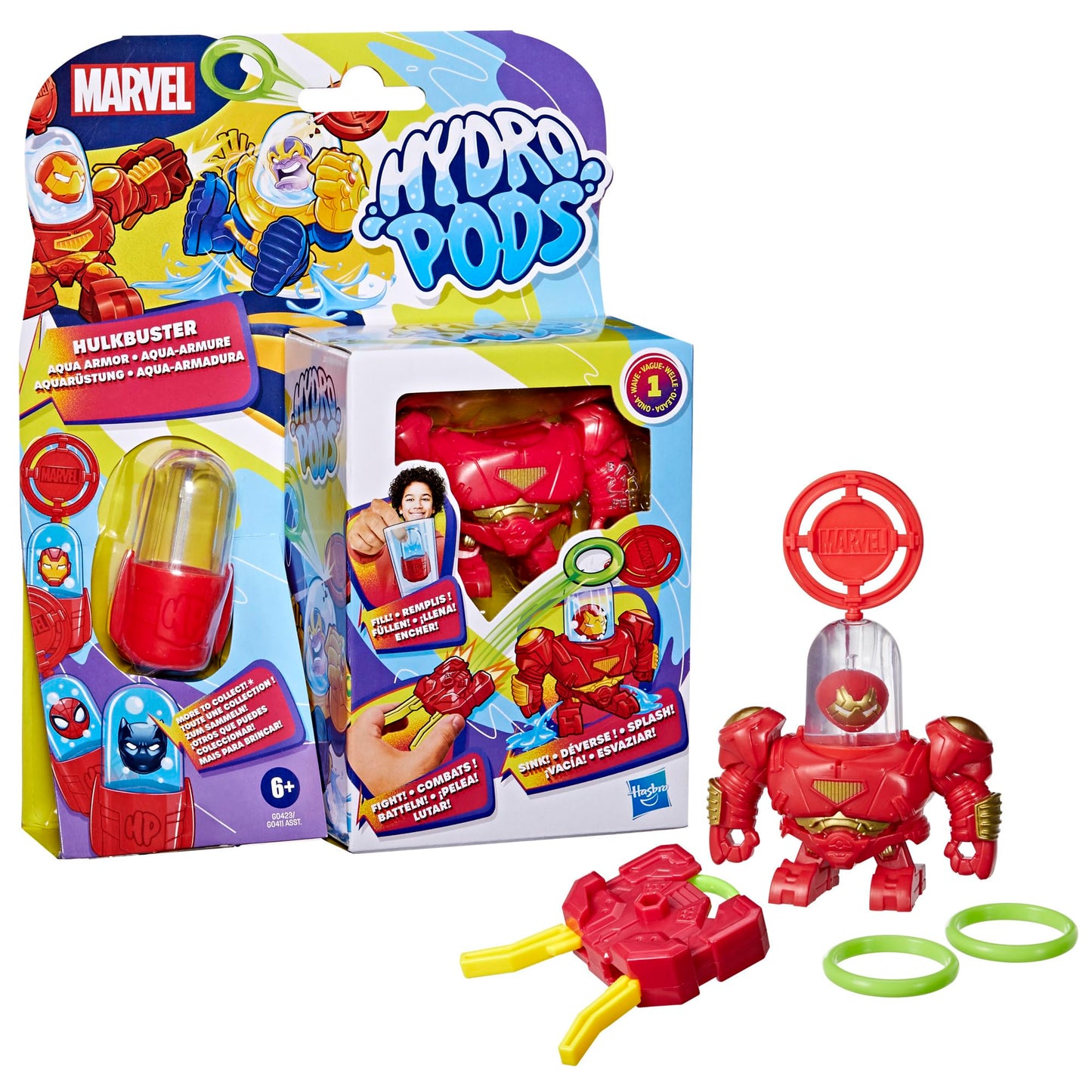 Hydro Pods Marvel Hulkbuster Aqua protective covering  Mech Suit Battle Set  Water Activated Surprise Toys for 6 Year Old Boys & Girls & Up