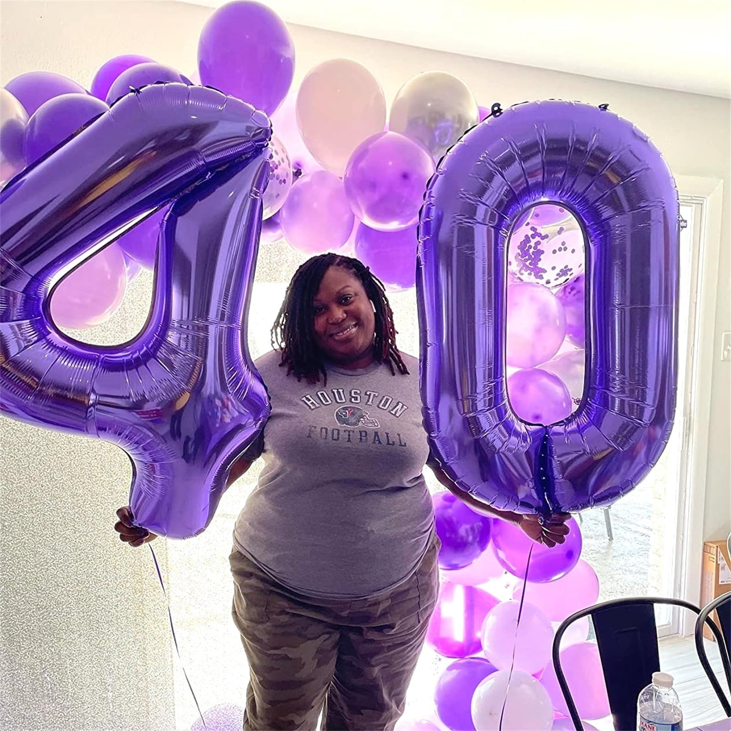 8Th Birthday Number Balloons For Kids, Self Inflating 40 Inch Purple Foil 8 Balllon, Large Number 8 Balloons For Girls 8 Years O