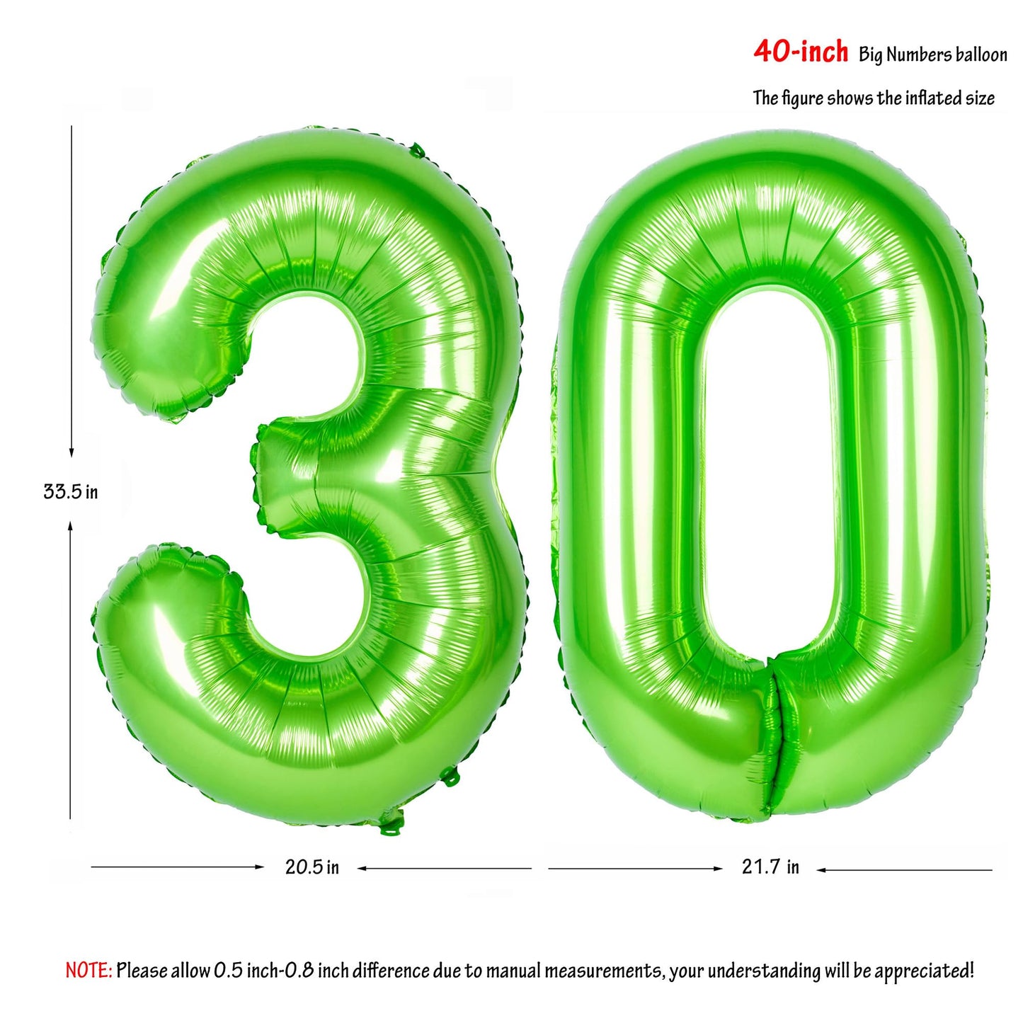 Number Balloons 40 Inch Green Birthday Party Decorations 30St Digital Jumbo Helium Foil Mylar Balloon