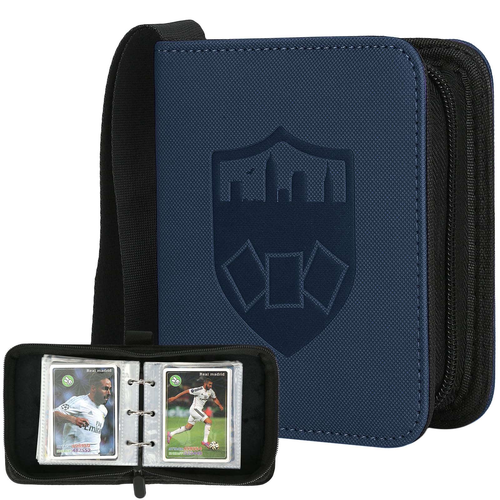 GERMUN Mini Card Binder 1 Pocket  80 Pockets Trading Card Binder  enhanced Small 2 Pocket Trading Card Collection Album Folder with 40 Sleeves Double Sided - Gifts for Kids (Blue)