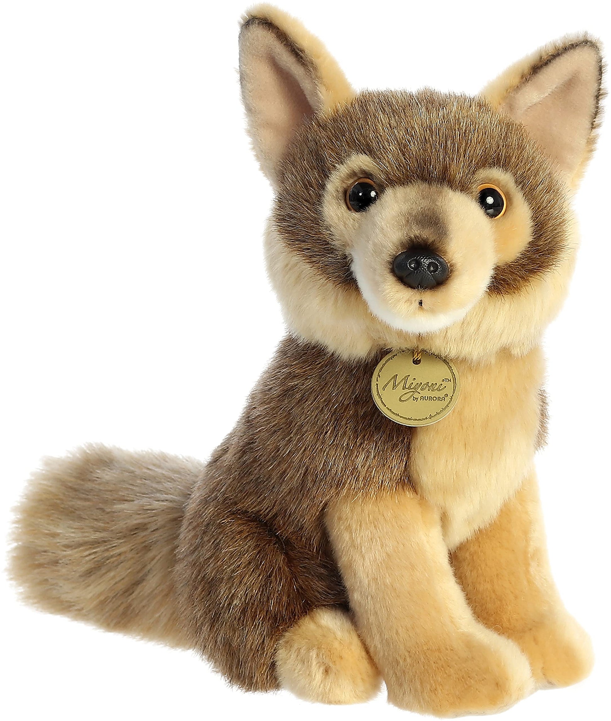 Aurora Realistic Miyoni Coyote Stuffed Animal - Lifelike Detail - Cherished Companionship - Brown 9.5 Inches