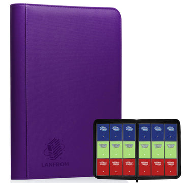 9 Pocket Card Binder  enhanced Ringless Trading Card Binder 360 Side Loading Pocket PU Card Collection Binder  Sturdy Collectible Card Albums Card Folder for MTG  TCG  Sports Cards  Game Cards-Purple