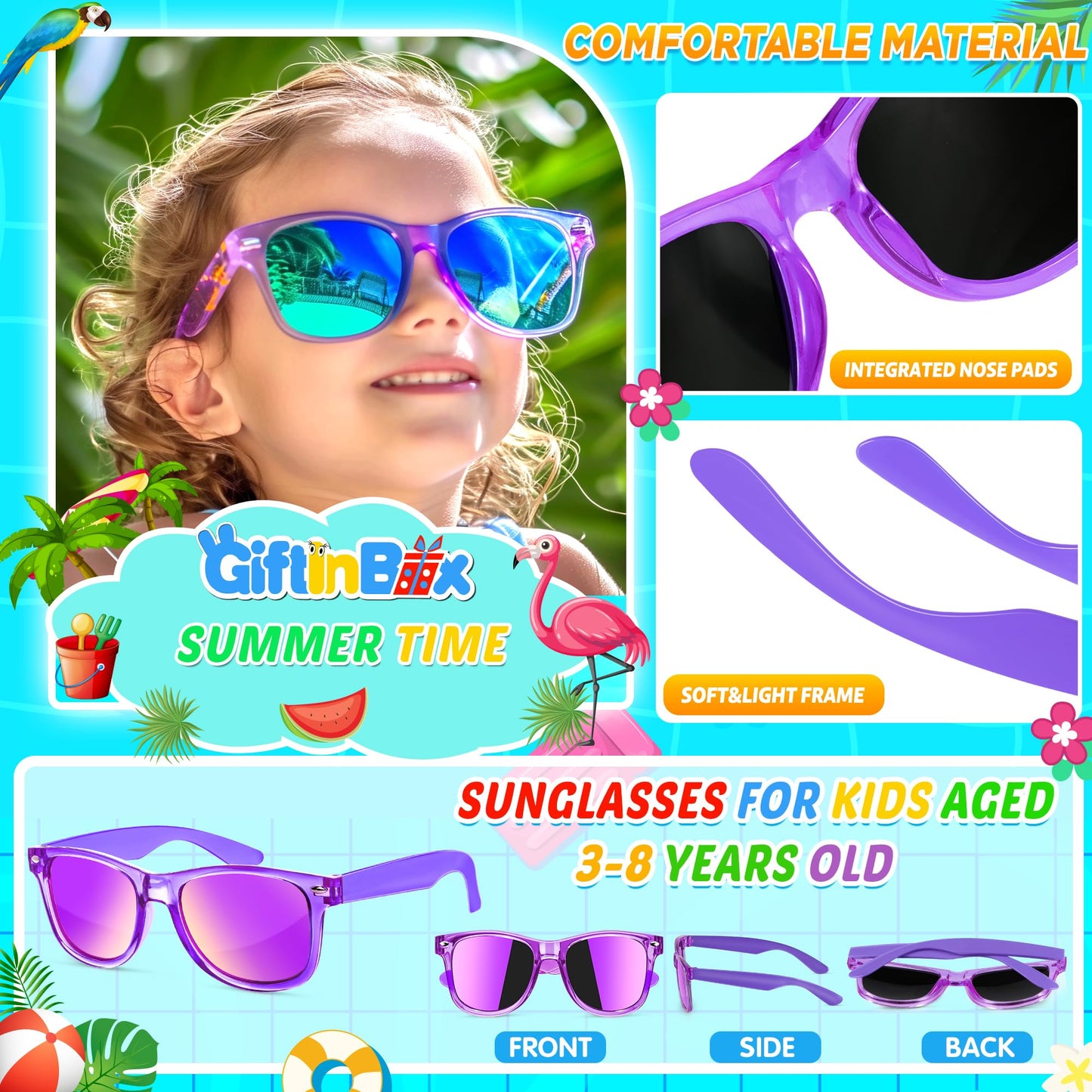 Giftinbox Kids Sunglasses Bulk, 24Pack Translucent Sunglasses For Kids Boys Girls Age 3-8, Valentines Day Gifts For Kids, Birthday Party ,Beach, Pool Party Favor