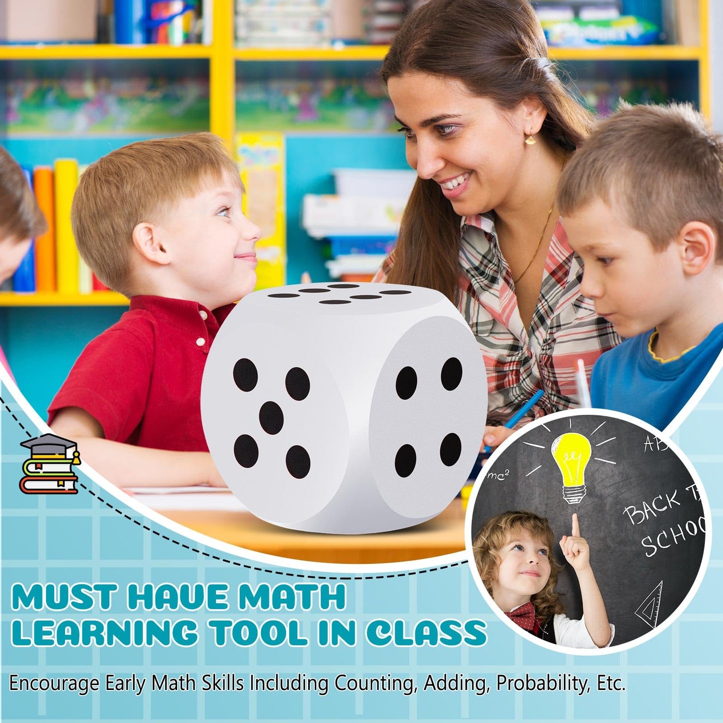 Shappy 7.9 Inches Foam Dice Fun Filled Large Educational Toy Kawaii Giant Dice Jumbo Decorative EVA Foam Big Square Building Blo