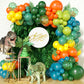 Gresatek Jungle Themed Balloon Garland Arch Kit, Sage Green Orange Yellow Olive Balloons Decorations For Boys Girls Birthday Bab