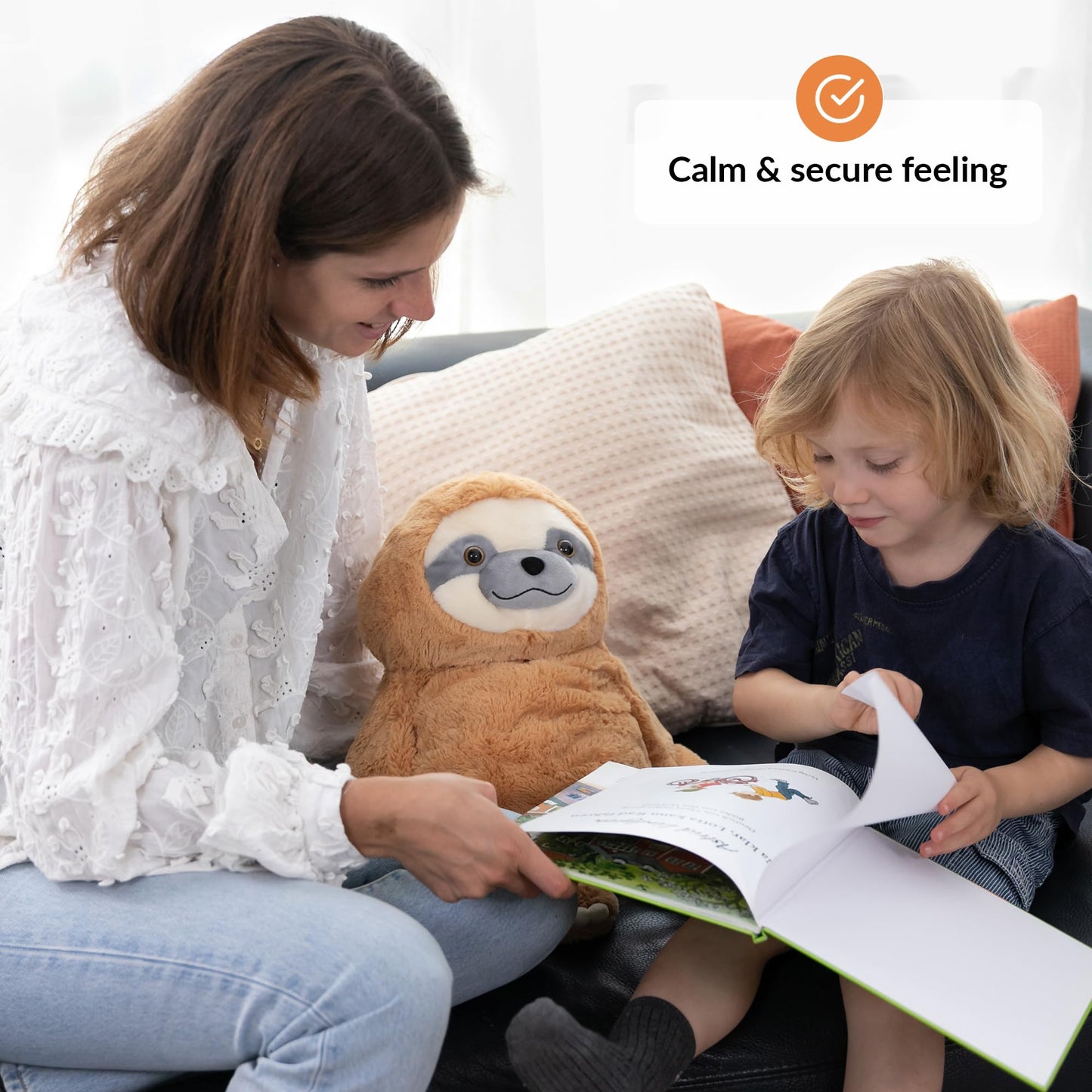 ODOXIA Weighted Plush Animal Sloth | 5 Lbs | Brown | Calming & Comforting | Machine Washable | Carrying Bag Included
