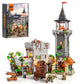 FUNWHOLE Medieval Watchtower Lighting Building-Bricks Set - Guardiance Castle with Soldier Farmer Minifigures Collectible Display Set 1625 Pcs for mature-themeds and Teen