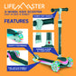 Lifemaster 3-Wheel Kids Scooter With Multi-Color Lights On Deck & Wheels - 5-Height Adjustable Handlebar, Wide Anti-Slip Deck, C