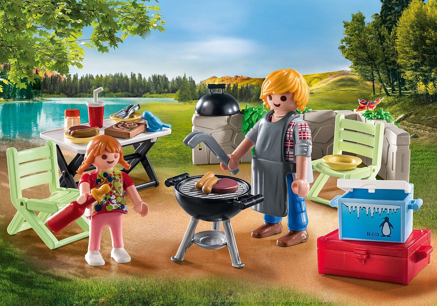 Playmobil Family Fun 71427 Shared Barbecue, Camping, Fun And Enjoyment Outdoors With The Family, With Grill, Cooking Apron And Great Accessories, Toy For Children From 4 Years
