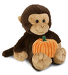 DolliBu Super Soft Brown Monkey Stuffed Animal with Cute Pumpkin Decor Cute Plush Monkey Animal for Fall  Halloween and Thanksgiving  Pumpkin Toy for Baby  Kids  mature-themeds 9 Inches