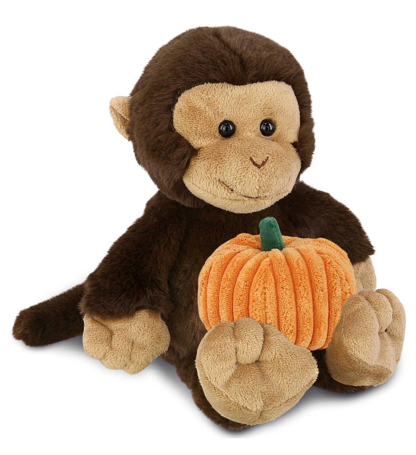 DolliBu Super Soft Brown Monkey Stuffed Animal with Cute Pumpkin Decor Cute Plush Monkey Animal for Fall  Halloween and Thanksgiving  Pumpkin Toy for Baby  Kids  mature-themeds 9 Inches