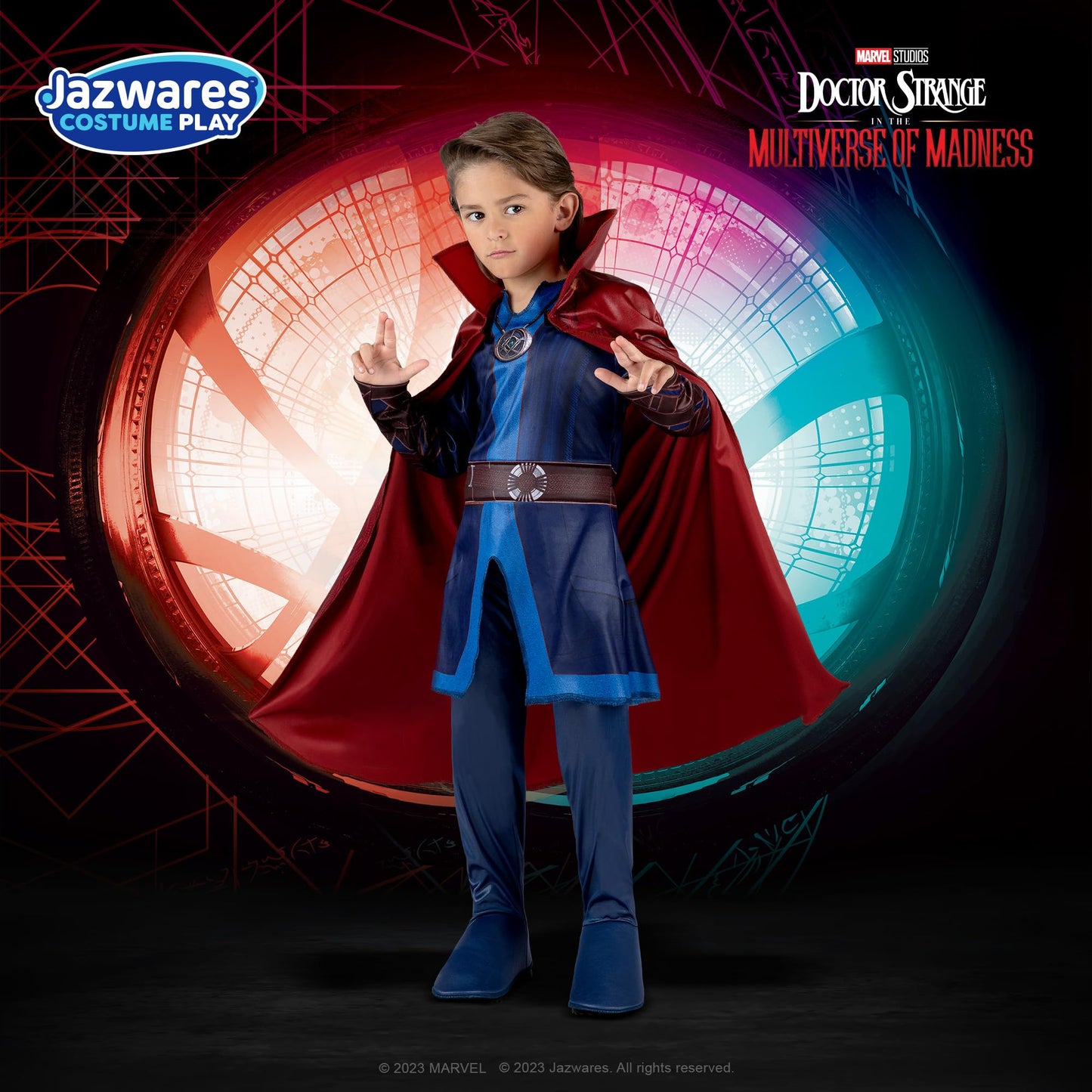 Marvel Doctor Strange Official Youth Haloween Costume - Tunic And Pants Plus Padded Detachable Cape (S) Multi