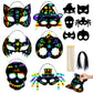 MGparty Halloween Crafts 42PCS Halloween Rainbow Scratch Mask Magic Scratch Paper Art for Kids Birthday Classroom Decoration Par
