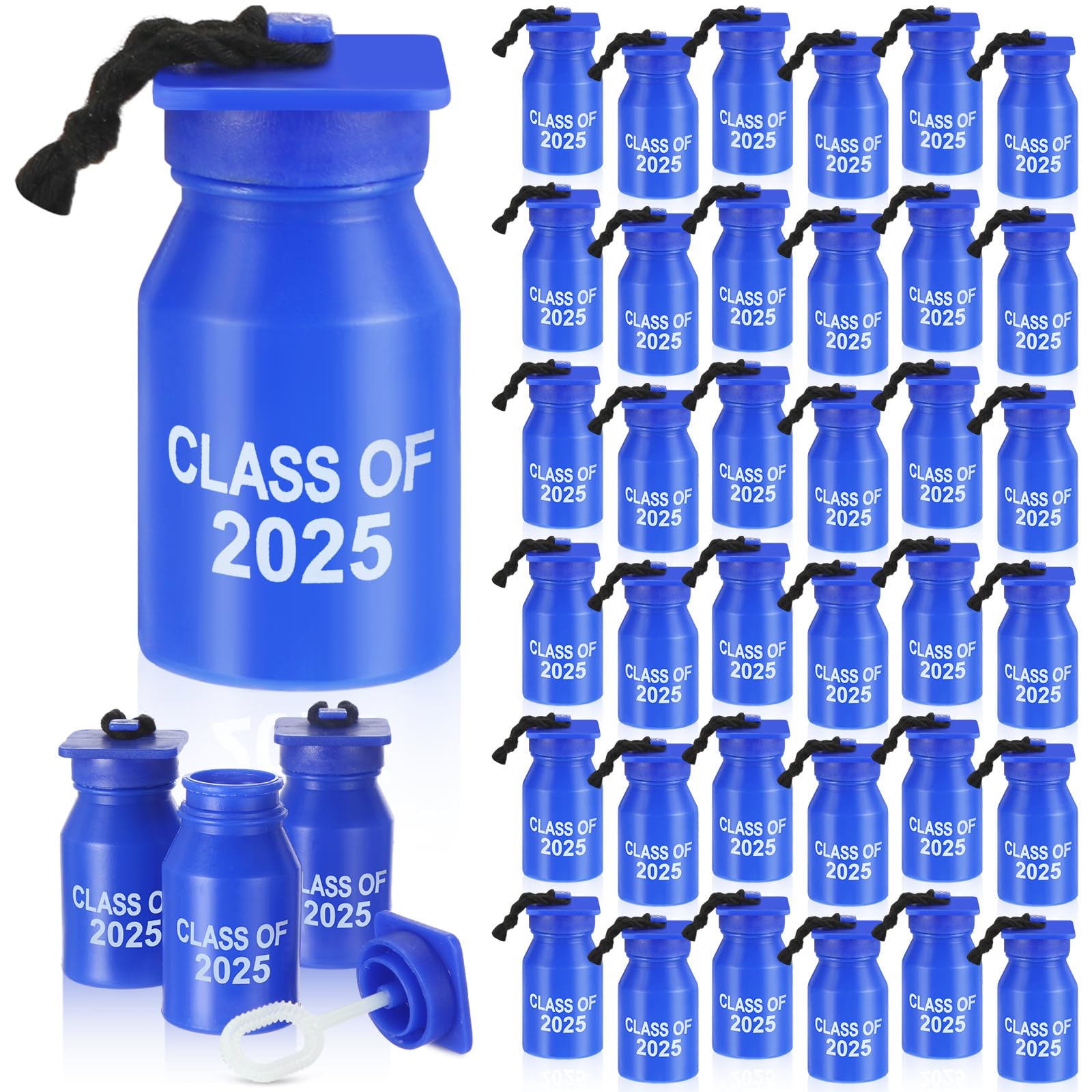 Hollowfly 36 Pcs 2025 Graduation Bubble Bottles, 0.6Oz Mini Bubble Bottles With Cap Wand, Refillable, Black, Graduation Party Fa