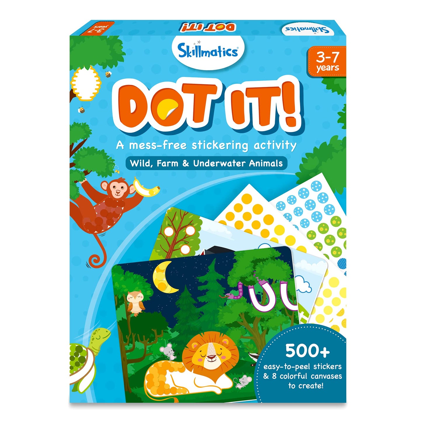Skillmatics Art Activity Dot it - No Mess Sticker Art for Ages 3-7, 8 Animal Pictures, Paper Material, Model SKILL296DIAW