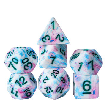 HDdais DND Dice Set, 7PCS Polyhedral Dice Set for Dungeons and Dragons, D&D Dice with Pink Flower Pattern for Role Playing Game 