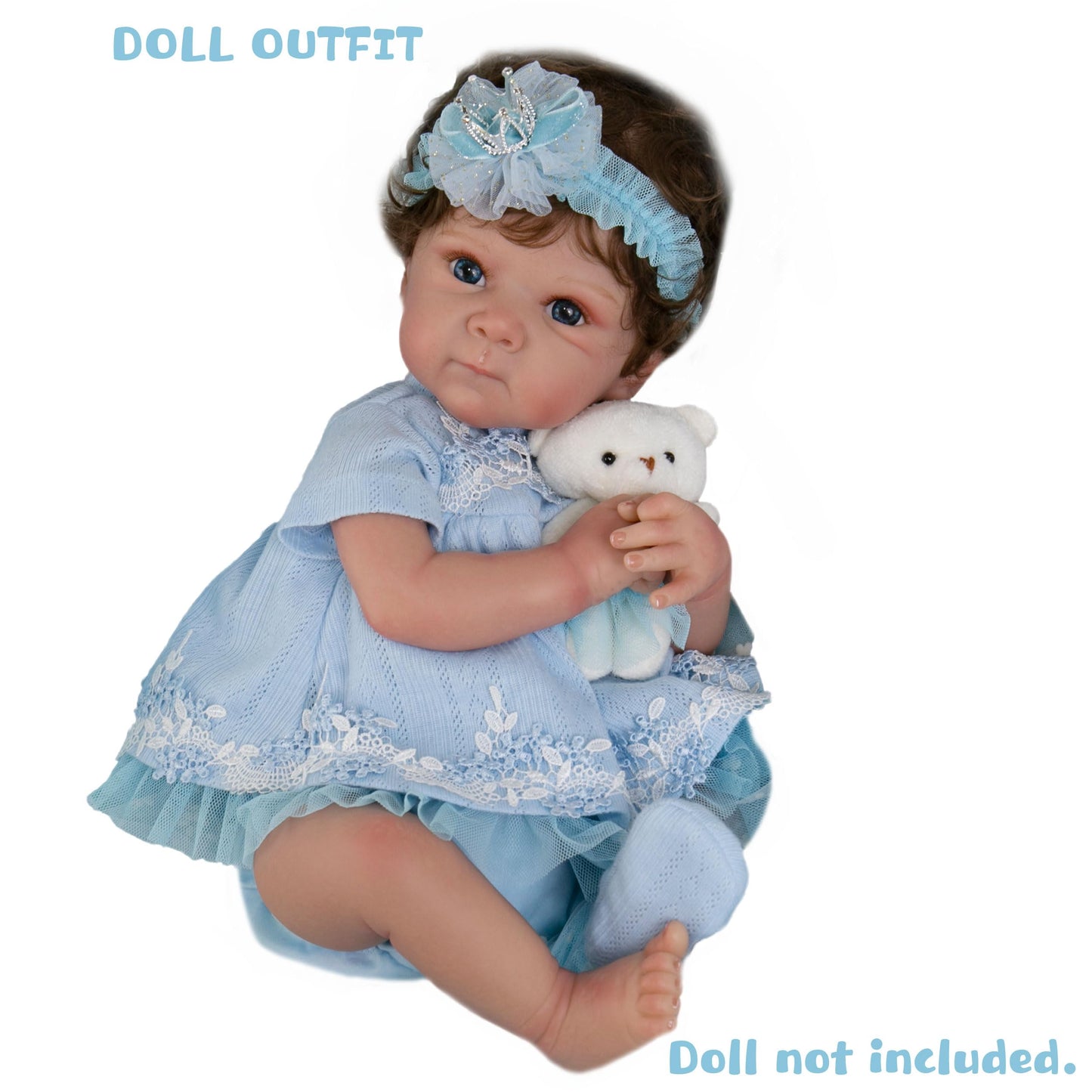 Ekokiz Reborn Baby Dolls Clothes Girl Blue Baby Clothes Doll Clothes 17-22 Inches Doll Clothes And Accessories For Reborn Baby D