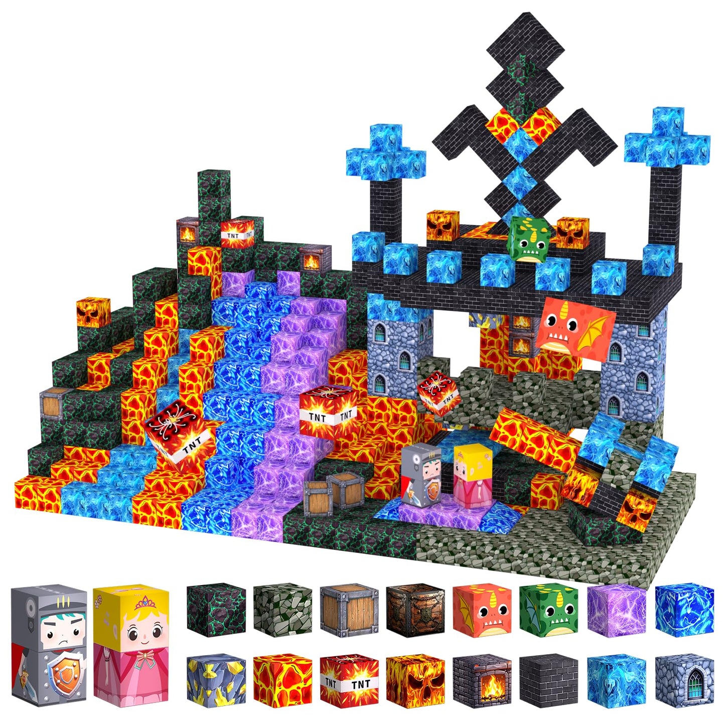 100PCS Magnetic Blocks - Build Mine Magnet World kids Building Toy, Magnetic Tiles Building Blocks Toddler STEM Montessori Toy S