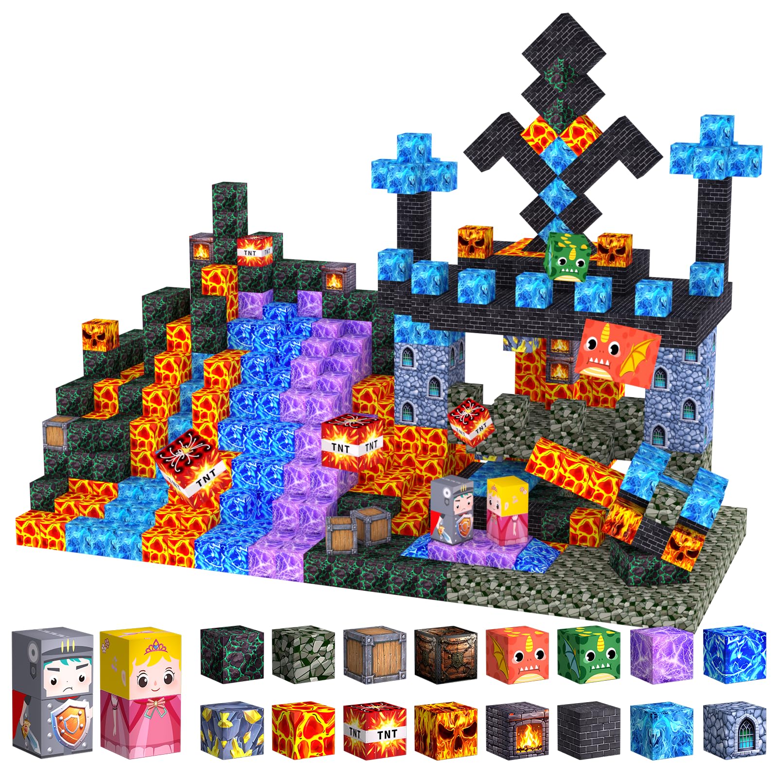 100PCS Magnetic Blocks - Build Mine Magnet World kids Building Toy, Magnetic Tiles Building Blocks Toddler STEM Montessori Toy S