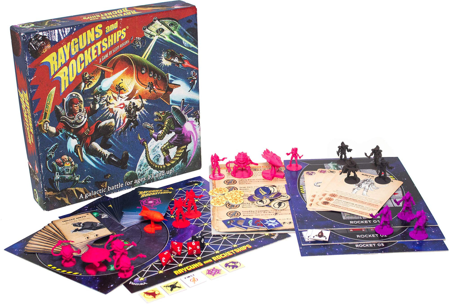 Idw Games Idw01080 Rayguns And Rocketships Board Game, Blue