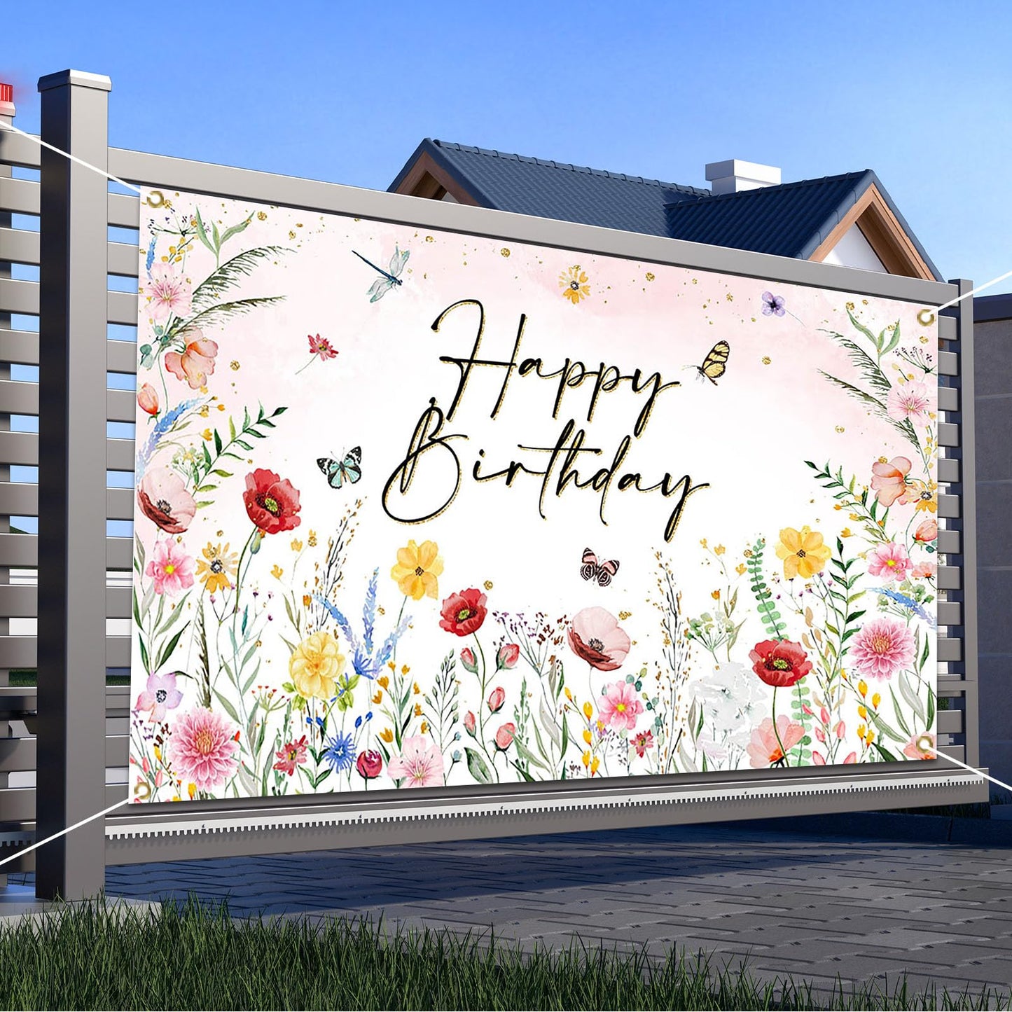 Avezano Wildflower Birthday Backdrop Girls Floral Birthday Banner Spring Wildflower Birthday Party Decorations Background 70.8 x