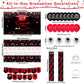 Graduation Decorations 2025, Red and Black Graduation Decorations Class of 2025 Congrats Grad Backdrop Tablecloths Banner Porch