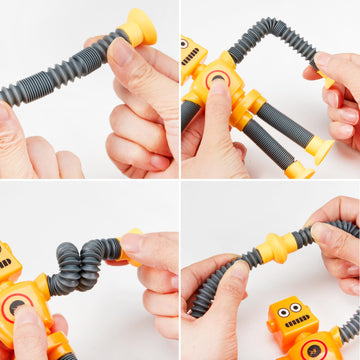 Joyin Pop Tubes Robot Toys For Kids, 4 Pcs Sensory Tubes For Year Old Ages 3 4 5 6 7 8 9 10 Fidget Toys Birthday Gift For Toddler Boys Girls Adults Travel Goodie Bags Stuffers Party Favors