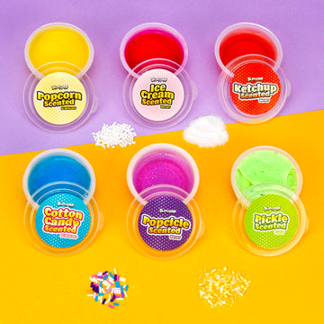 Slimygloop Foodie Box Set, 6-Pack Scented Slimes, Fluffy Slime Cloud, Glitter Slime, Water Slime, Fun Slime Add Ins, Slime For Kids, Kids Party Favors Goodie Bags, Slime Bulk, Kids Slime, Food Slime