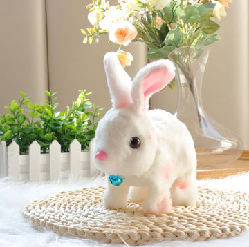 Easfan Walking Bunny Stuffed Animal Interactive Jumping Spotted Rabbit Talking Hopping Ears Nose Moving Educational Plush Toy Easter Birthday Gifts For Kids Girls, 7''…