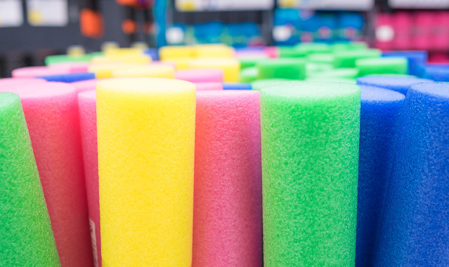 The Dreidel Company Floating Pool Noodles Foam Tube, Thick Noodles For Floating In The Swimming Pool, Assorted Colors, 52 Inches Long (Red)