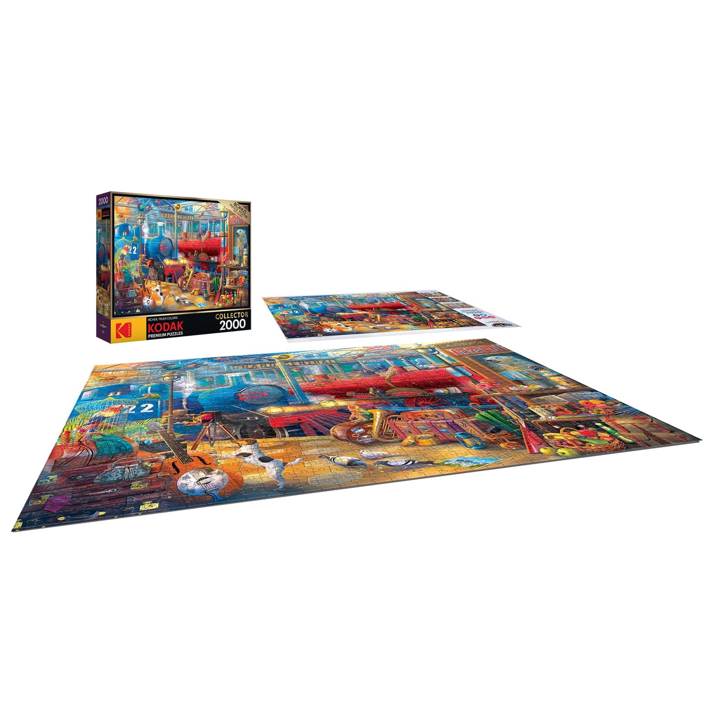 RoseArt 2000 Piece Jigsaw Puzzle - Kodak Train Station, Multi-colored Cardstock, Model 8100ZZE for Adults