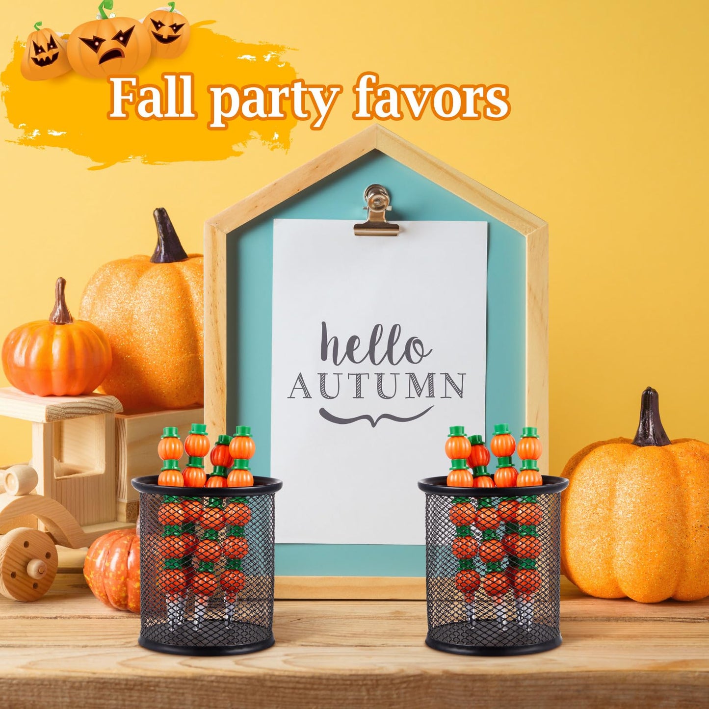 Faccito 48 Pcs Halloween Pumpkin Stackable Pencils for Kids Stacking Point Pencils Party Favors for Fall Halloween Pumpkin Thank