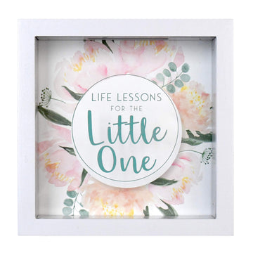 Prinz Little One Money Savings Piggy Bank For Adults, Kids Savings Box Change Jar, 6' X 6' Wooden Shadow Box, White