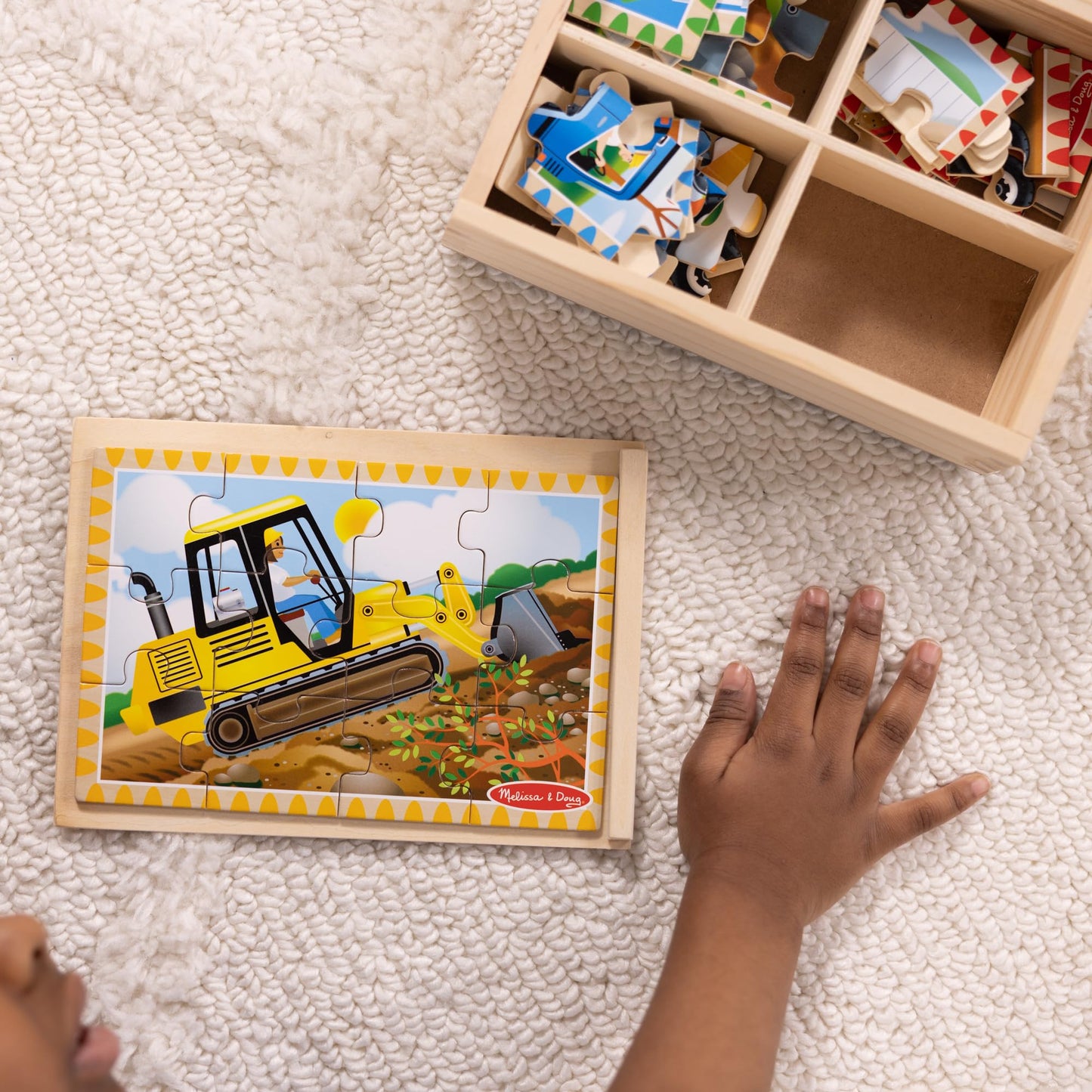 Melissa & Doug Construction Vehicles 4-In-1 Wooden Jigsaw Puzzles In A Box (48 Pcs) - Fsc Certified