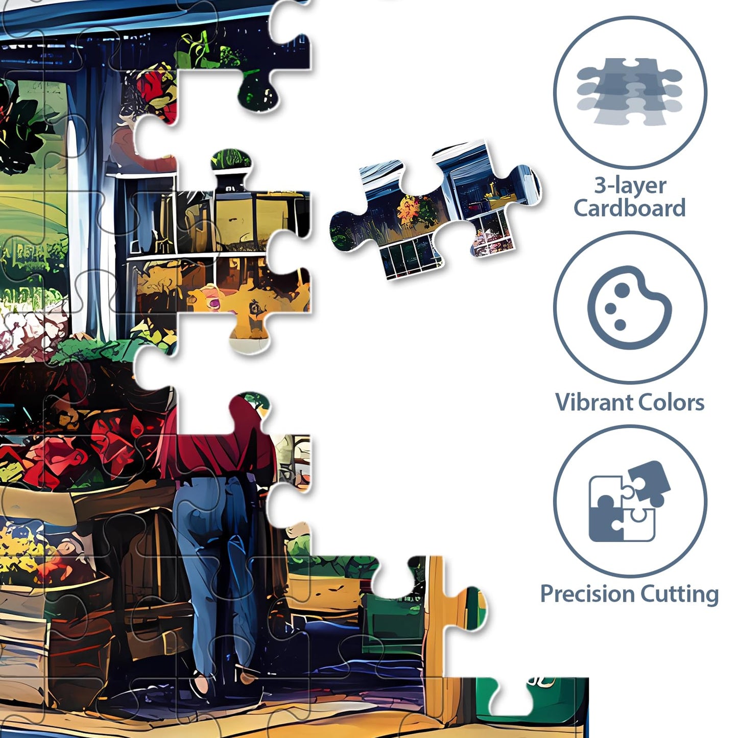 500 Piece Puzzles for mature-themeds  Sunflower Field with Car House & American Flag Jigsaw Puzzles 20.5 x 15 in  Relaxing Country Jigsaw Puzzle  Challenging Puzzle Perfect Game Gift for Holidays & Family Fun