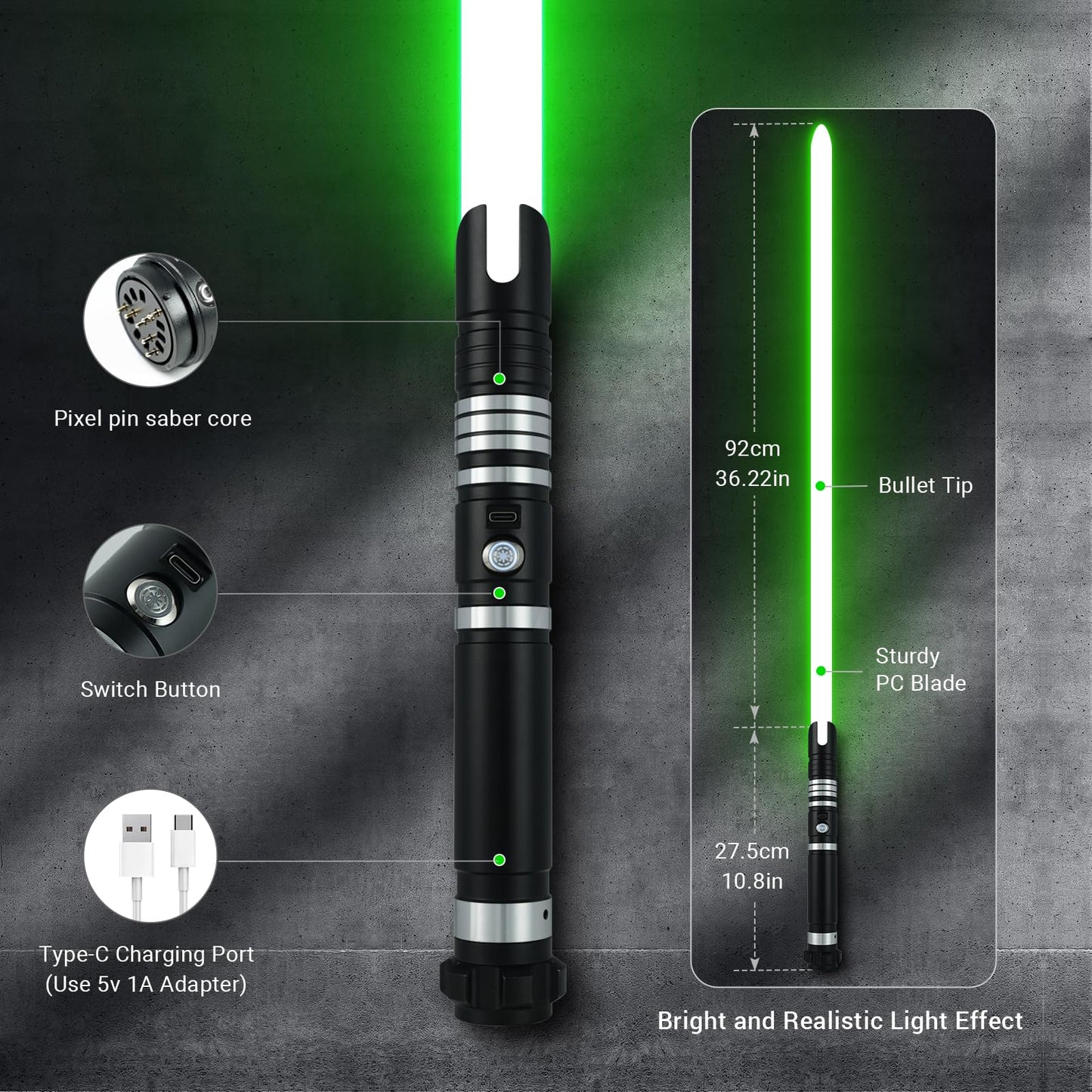 DAMIENSABER Upgrade Xenopixel 3.0 Motion Control Light Saber, Smooth Swing with Light Sabers 34 Sound Fonts Infinite Color Chang