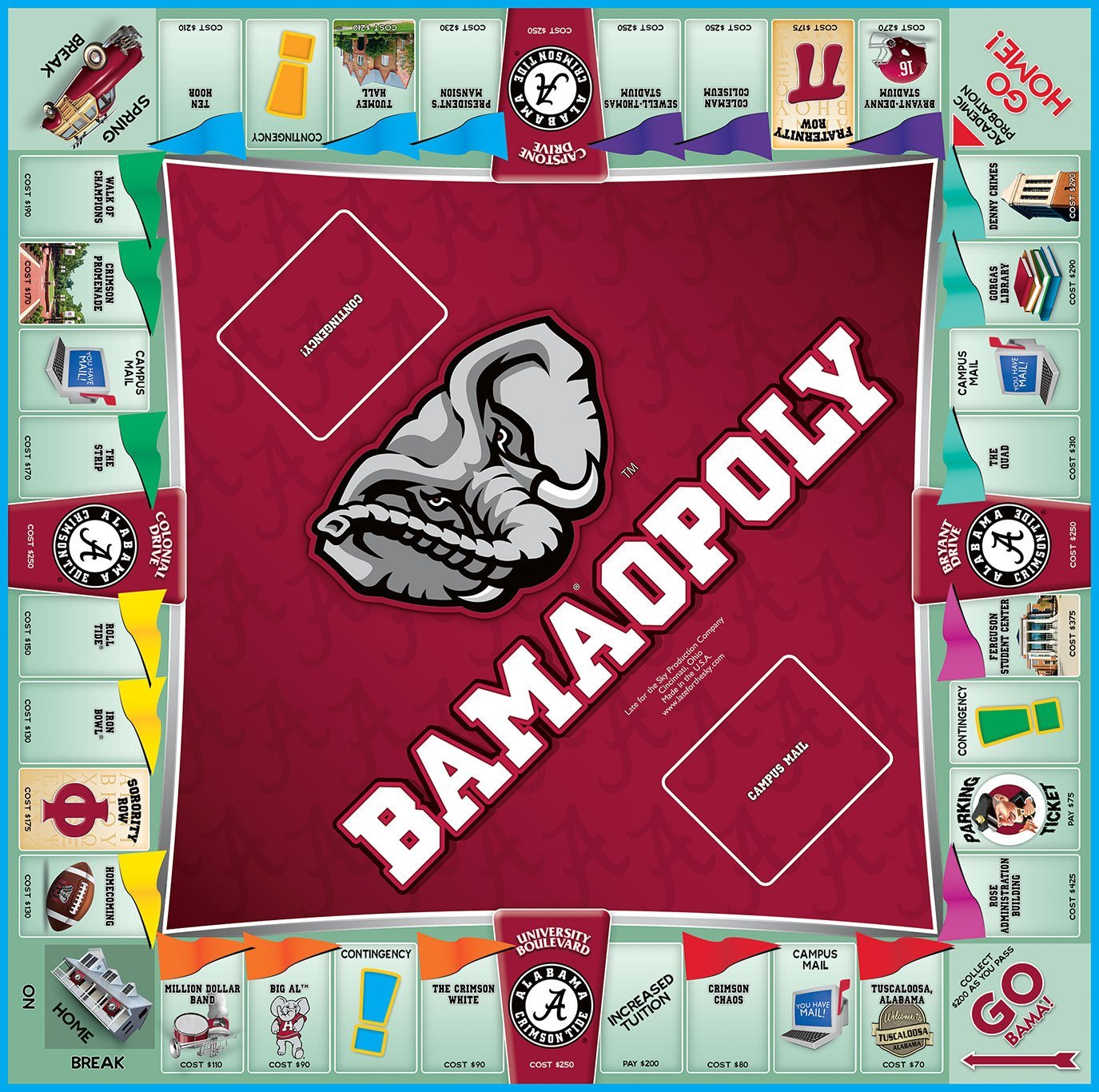 Late for the Sky Bamaopoly Board Game, Cardboard, Crimson & Grey, Model 4099496