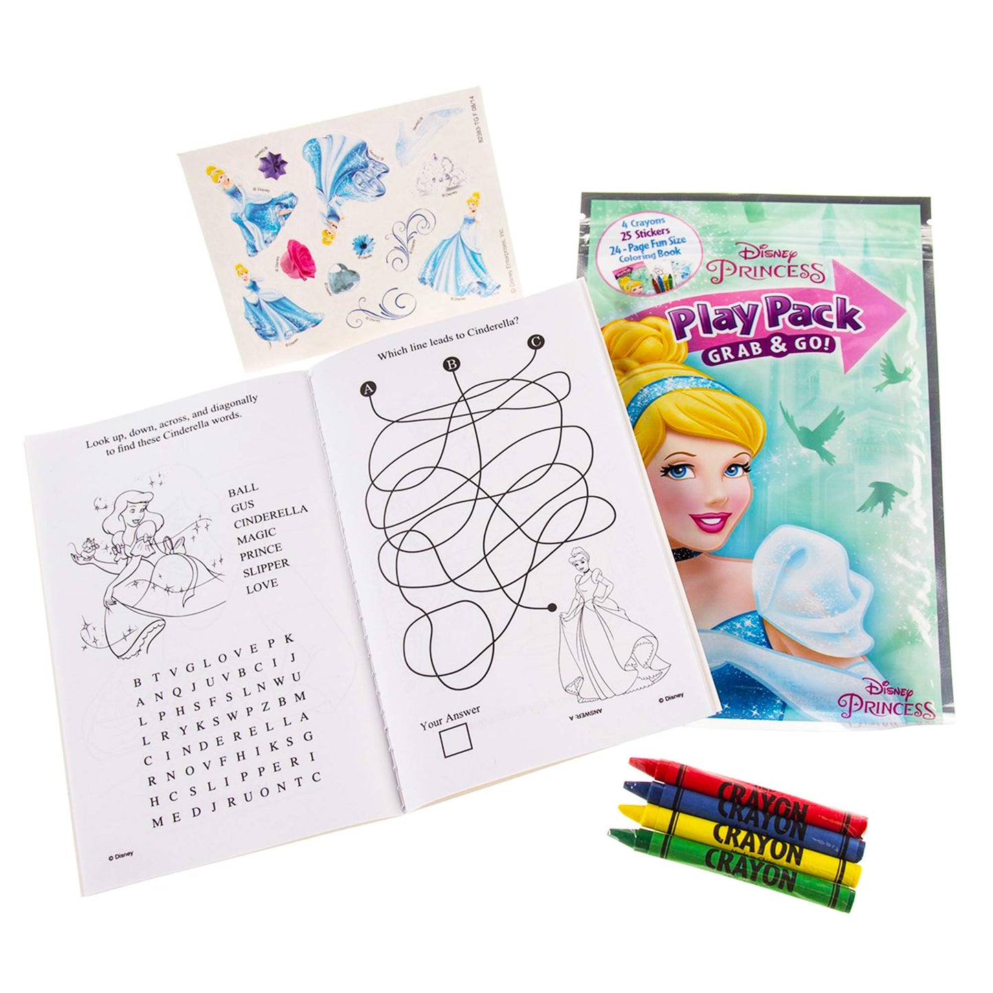 Set Of 15 Princess Play Packs Fun Party Favors Coloring Book Crayons Stickers Plus Loot Bags, Door Hanger