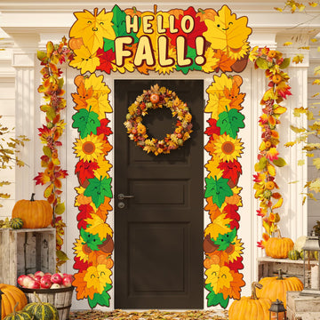 3 PCS Fall Door Banner Maple Leaf Classroom Door Border Decoration Hello Fall Porch Banner Autumn Harvest Hanging Supplies for H