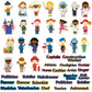 CHEFAN Career Dress-Up Felt Pieces, Felt Story Board Pieces, Flannel Stories for Toddlers, Precut Felt Figures, Small Community 