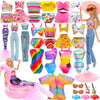 Enocht 17 Pcs 11.5 Inch Girl Dolls Summer Clothes And Accessories 1 Sequin Mermaid Swimsuit 5 Swimwears 2 Outfits 3 Slippers 6 A