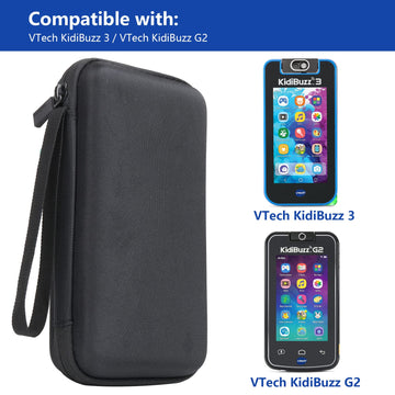 Co2Crea Hard Case Replacement For Vtech Kidibuzz 3 / Kidibuzz G2 Kids’ Electronics Smart Device Kidiconnect (Black Case + Inside Grey)