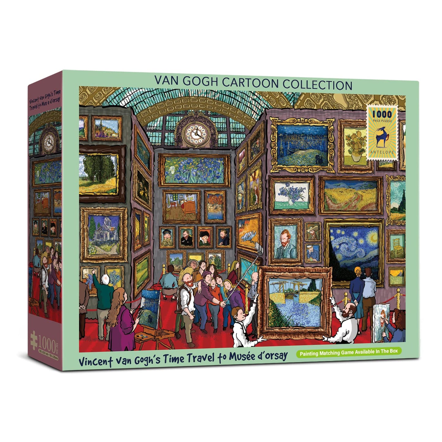 Antelope 2 in 1 1000 Piece Puzzle Bundle - Van Gogh's Time Travel to Muse Da Orsay - 1000 Piece Jigsaw Puzzle Bundle with Vase F