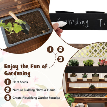 Costzon Kids Potting Bench, Wood Toy Gardening Center with 4 Pots, Chalkboard, Removable Sink, Storage Shelves, Mud Kitchen for