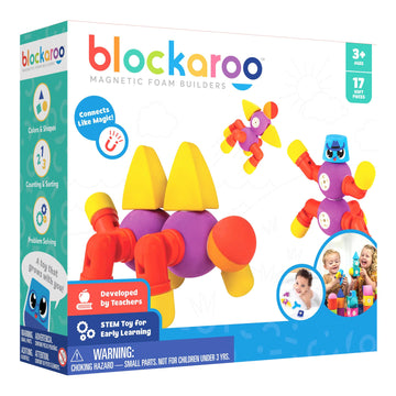Blockaroo Magnetic Foam Blocks - Stem Preschool Toys For Children, Toddlers, Boys And Girls, The Ultimate Bath Toy - Critter Set, Bath Building Blocks, Engineering Toys For Kids 3-6
