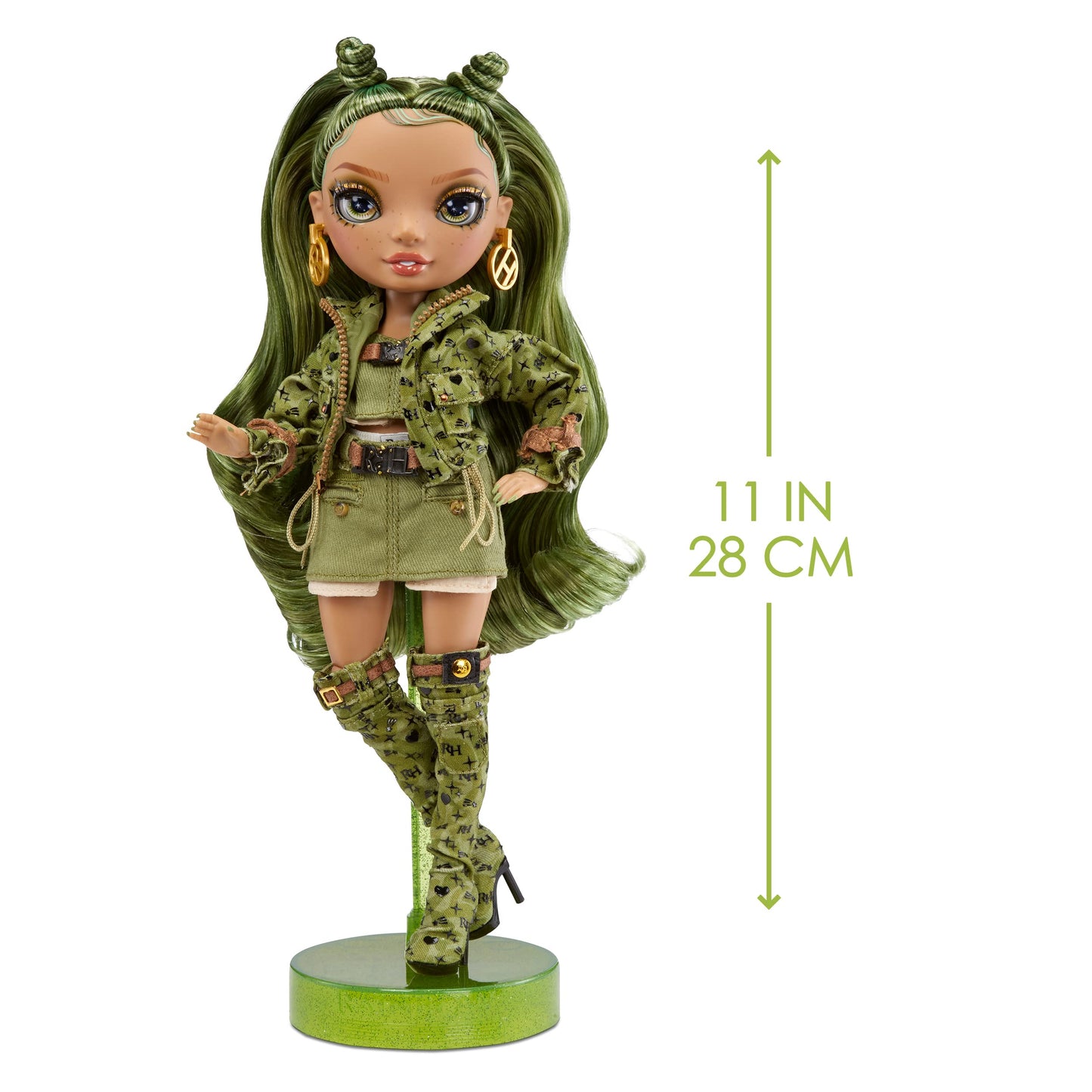 Rainbow High Olivia Camo Green Fashion Doll - Multicolor Outfit & 10+ Accessories, One Size, Model 583141EUC, Great Gift for Ages 4-12