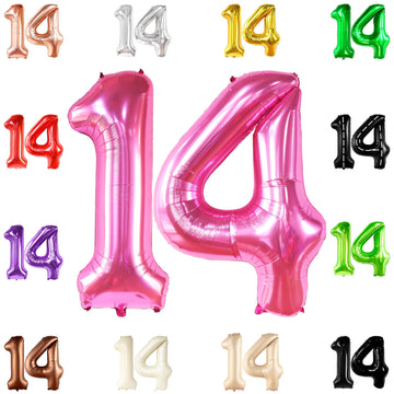 Katchon, Hot Pink 14 Balloon Numbers - Giant, 40 Inch | Hot Pink 14 Birthday Balloons For Hot Pink 14Th Birthday Decorations For Girls | Hot Pink 14 Balloons | Pink 14 Birthday Decorations For Girls